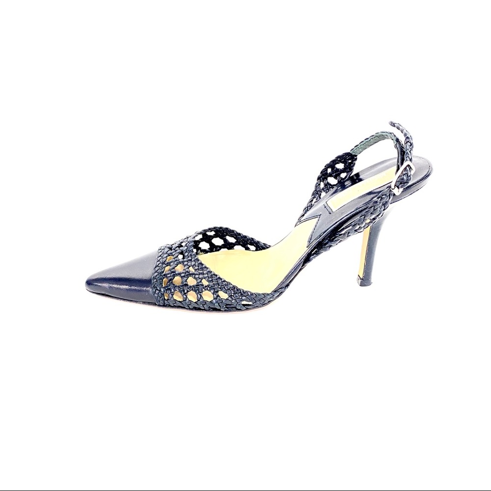 🌹MICHAEL KORS COLLECTION Black Woven Leather Slingbacks🌹 - Picture 8 of 12